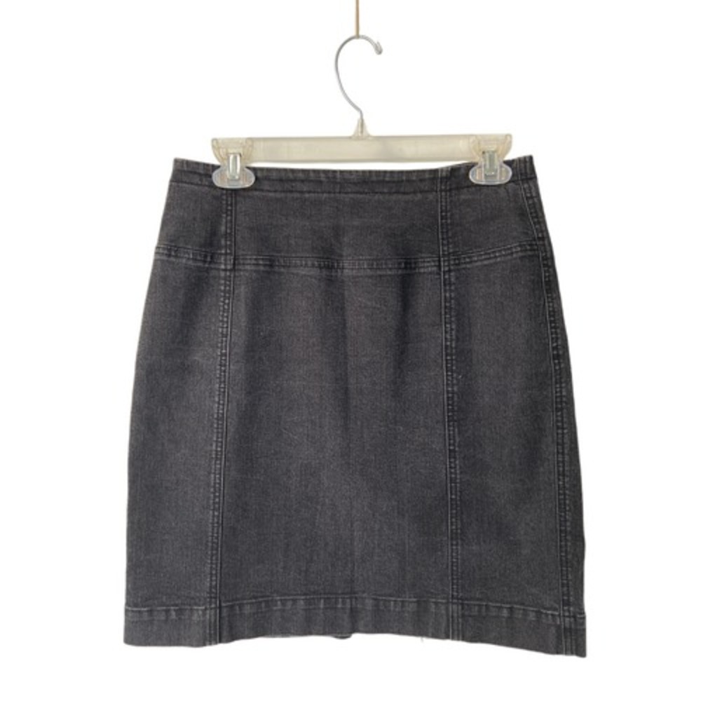 AK Anne Klein Stretch Black Denim‎ A Line Skirt 4P